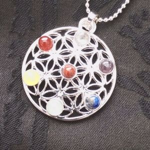 NWOT 7 Chakras / flower of Life Necklace.